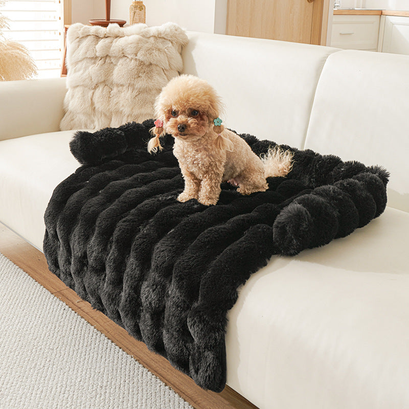 Black CloudNest thermal pet mat – 75×75cm bold classic non-slip plush mat