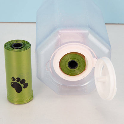 3-in-1 pet water bottle with lanyard clipped to bag – hands-free carrying
