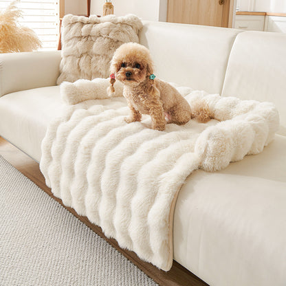 Beige CloudNest thermal pet mat – 75×75cm non-slip plush mat for all pets

