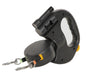 Black DualWalk LED retractable dual pet leash – classic ergonomic handle