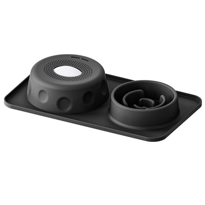 Black SlowSip silicone lick bowl 2-in-1 Generation 3 extra large for dogs — top view showing ridge pattern

