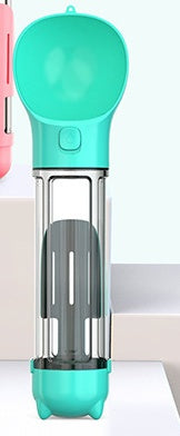 Blue 500ml PawSip pet water bottle with leak-proof flip cap, perfect for long hikes with dogs