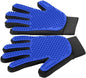 Blue GripGroom silicone pet grooming glove front view on white background — 255 grooming tips for dogs and cats

