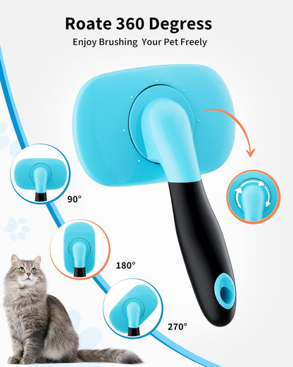 Blue and pink self-cleaning pet slicker brush – small and large sizes