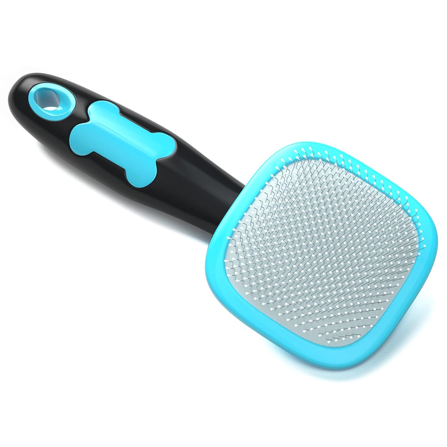 Blue small self-cleaning pet slicker brush – compact size for spot grooming