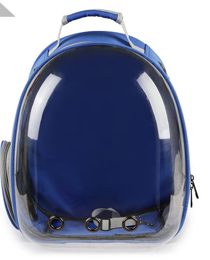 Blue space capsule pet bubble backpack for cats and small dogs
