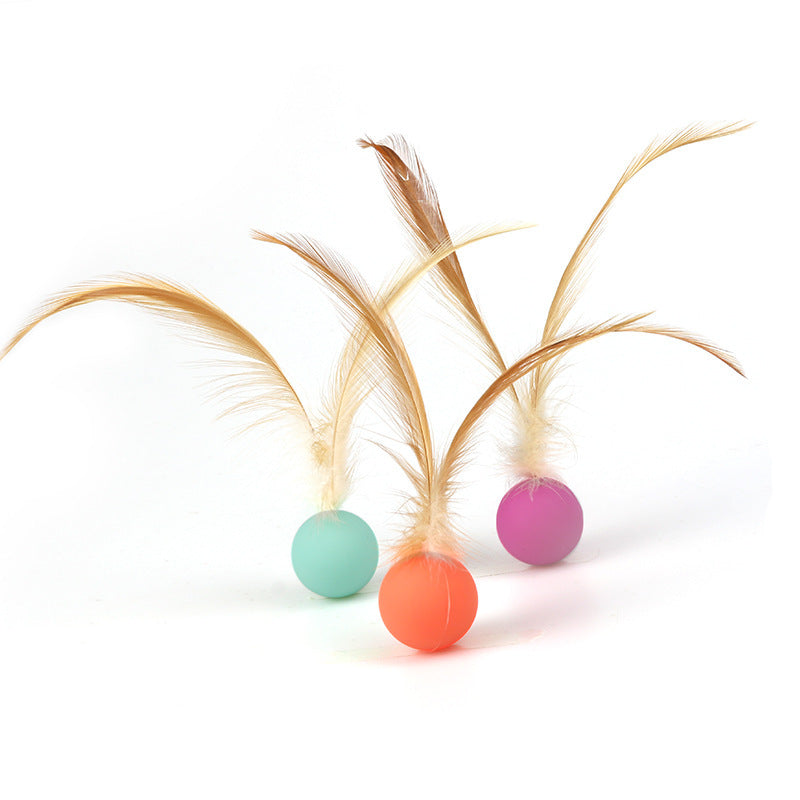 Cat batting PurrPlay bouncy ball – interactive play toy for indoor cats