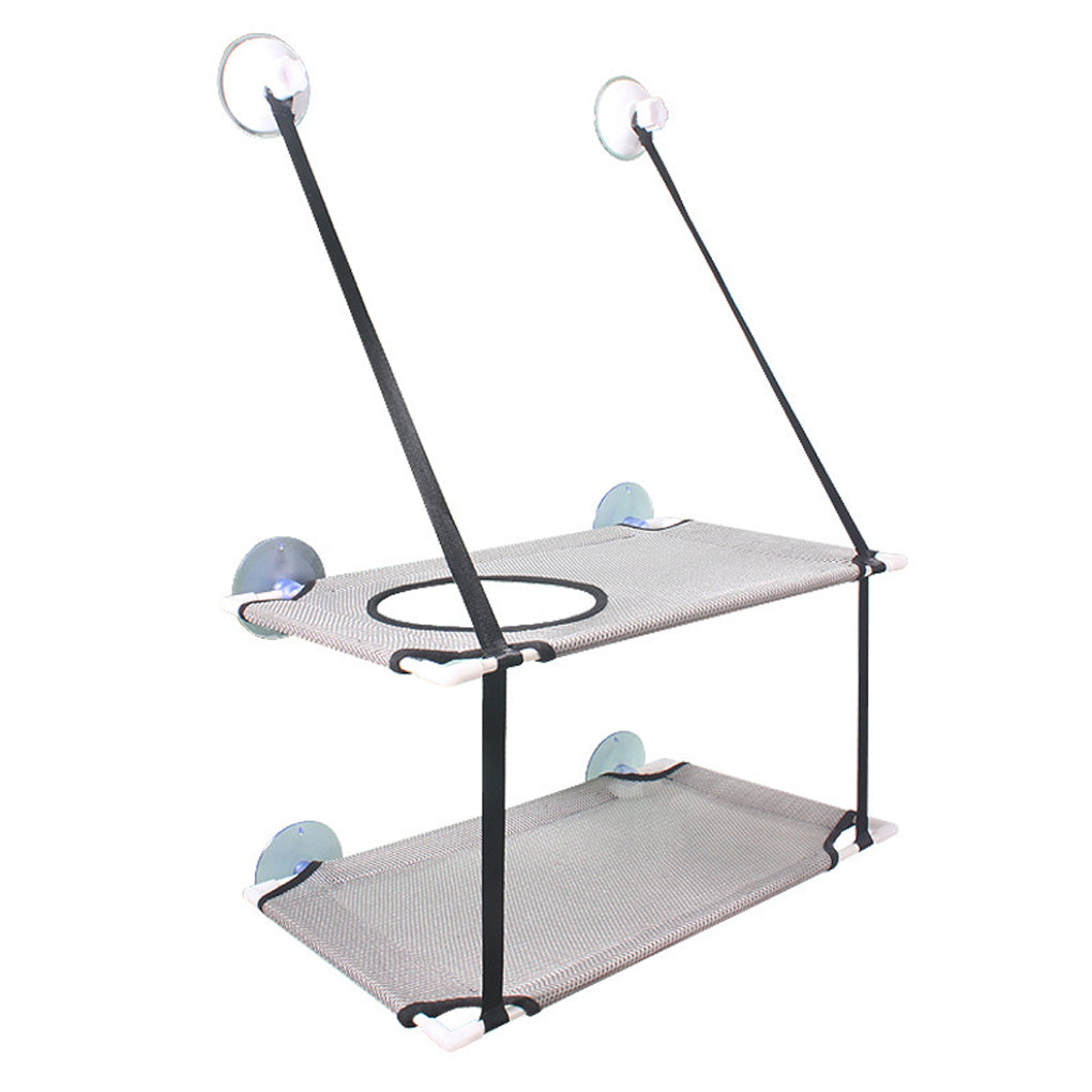 Close-up of industrial-strength suction cups on window cat hammock