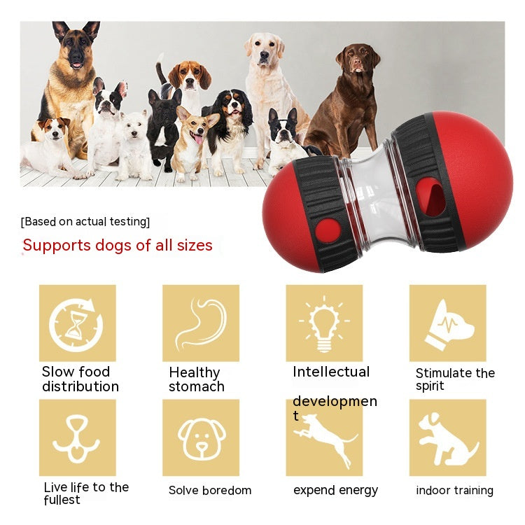 Dog chasing wobbling treat dispenser toy – slow feeder enrichment toy