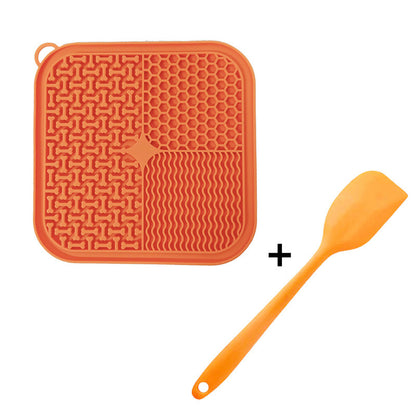 Dog eating from GroveBowl silicone slow feeder – reduces bloat and gulping in dogs
