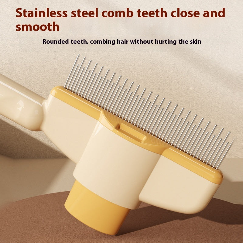 EasyGroom pet grooming comb showing alternating long and short stainless steel teeth for dogs cats rabbits and guinea pigs — deep coat detangling