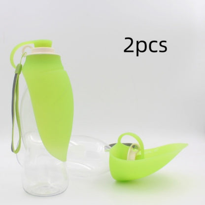 FlipSip pet water bottle size comparison showing 23 x 8 x 8cm compact dimensions for travel and hiking