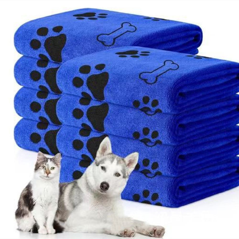 FluffDry blue microfiber pet bath towel 60x100cm front view on white background

