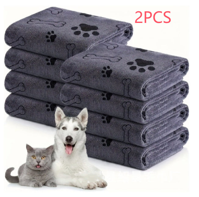 FluffDry dark gray 2-pack microfiber pet bath towels — no fading, no lint, machine washable

