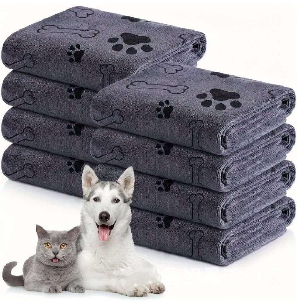 FluffDry dark gray microfiber pet bath towel 60x100cm front view on white background

