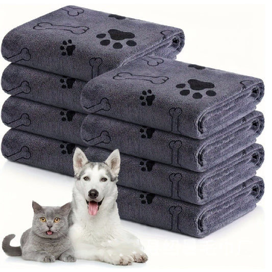 FluffDry dark gray microfiber pet bath towel 60x100cm front view on white background

