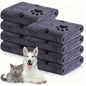FluffDry dark gray microfiber pet bath towel 60x100cm front view on white background

