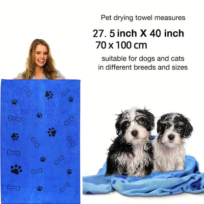 FluffDry pet bath towel 60x100cm size reference next to hand — fits small to medium pets

