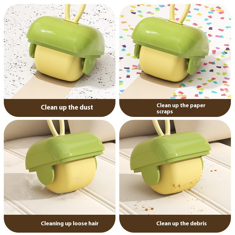 FurLift pet hair remover roller in use on sofa fabric — removes dog and cat hair from upholstery

