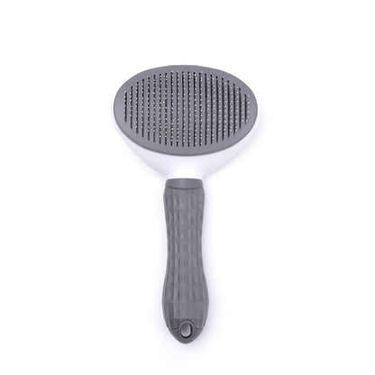 Gray GroomPro self-cleaning pet grooming brush full product front view on white background

