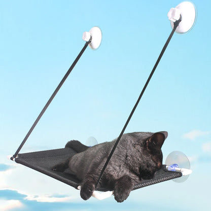 Gray double layer window cat hammock for two cats