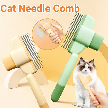 Green EasyGroom self-cleaning pet comb with dual-length stainless steel teeth for dogs cats and small animals — everyday grooming and shedding control