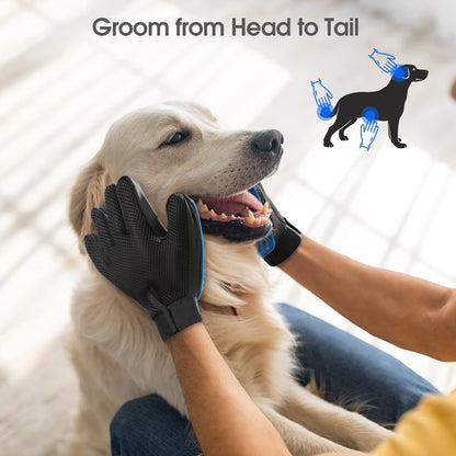 GripGroom silicone glove grooming cat — gentle massage and deshedding for short and long-haired cats

