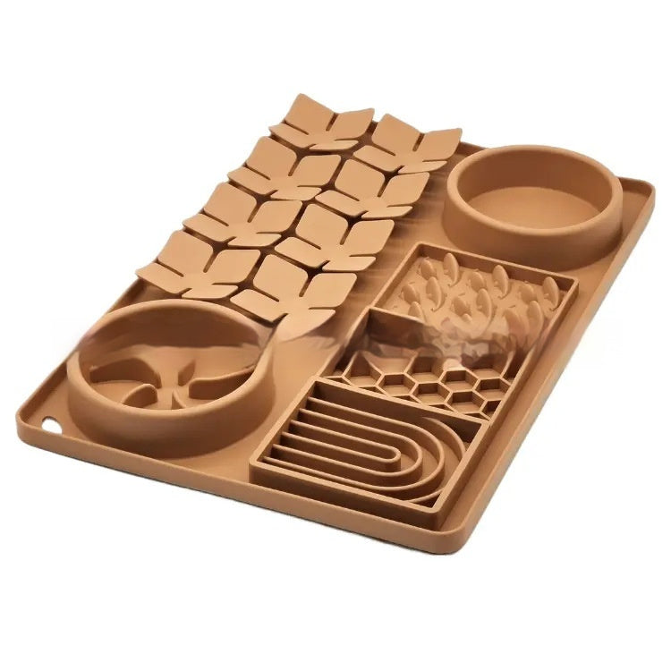 Macchiato brown LickLux Pro slow feeder mat – warm caramel tone for home décor
