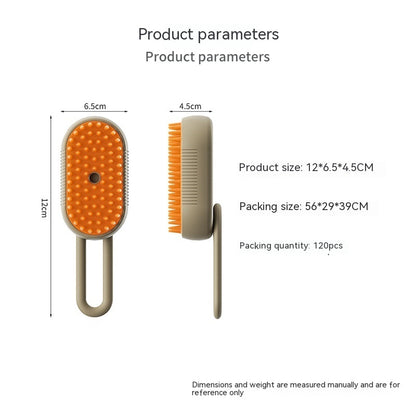 Milk brown 2-pack electric steam pet grooming brush – multi-pet household set
