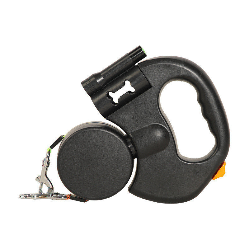 One-handed brake and lock button on DualWalk dual pet retractable leash