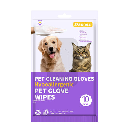 PawWipe disposable pet cleaning gloves 10-pack contents — pre-moistened gloves for dogs, cats and all pets

