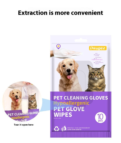 PawWipe pet cleaning glove close-up showing disinfecting and deodorising formula on non-woven fabric

