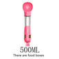 Pink 500ml pet water bottle with food box set laid out showing all included accessories for pet travel