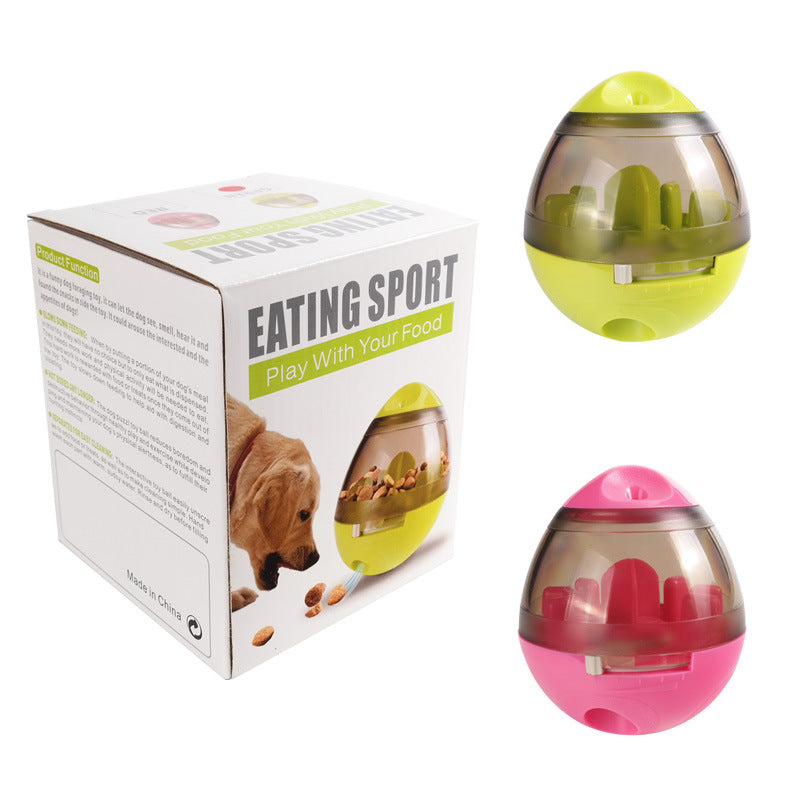 Pink RollReward pet treat dispenser ball for cats and small dogs — 100x117mm tumbler treat ball side view

