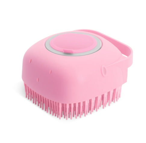 Pink ScrubPaw silicone pet bath and massage brush for pets — gentle on sensitive skin and all coat types

