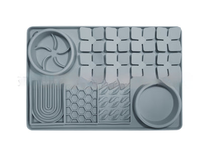 Slate blue-gray LickLux Pro slow feeder mat – 430C blue gray rectangular design