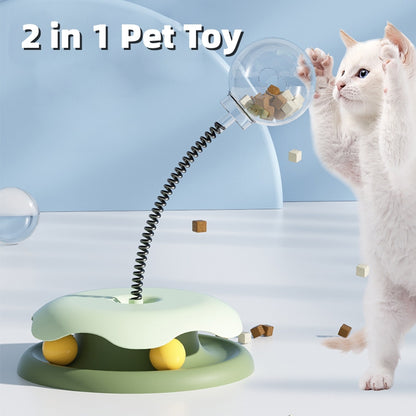 SpringSnack 2-in-1 treat dispensing spring toy for cats — full product front view on white background

