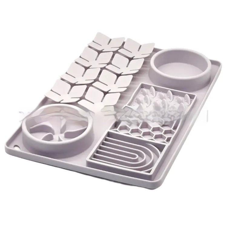 Stone lilac gray LickLux Pro slow feeder mat – dishwasher safe pet lick mat