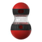 Tumbler treat dispenser toy filled with dry kibble for dog mealtime