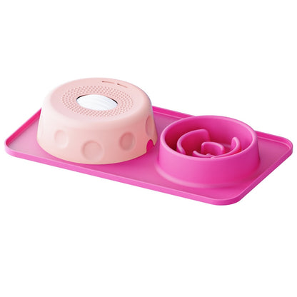 Two-tone red and pink SlowSip silicone lick bowl 2-in-1 Generation 3 for dogs and cats — mealtime enrichment


