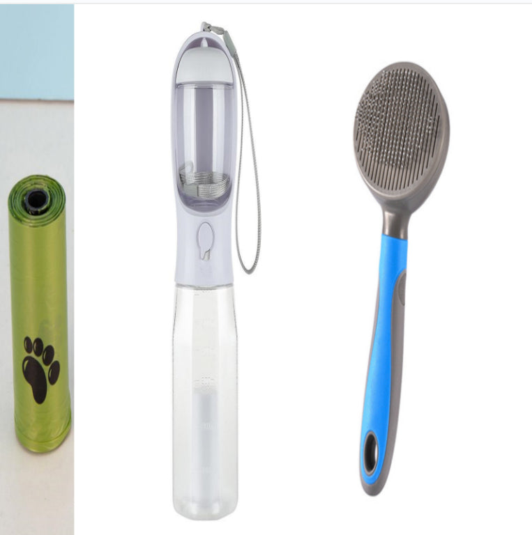 White 3-in-1 pet water bottle set with accessories bundle