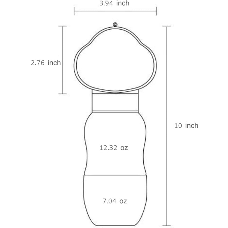 White PawGo dog travel bottle with one-hand operation water dispenser for walks and hiking
