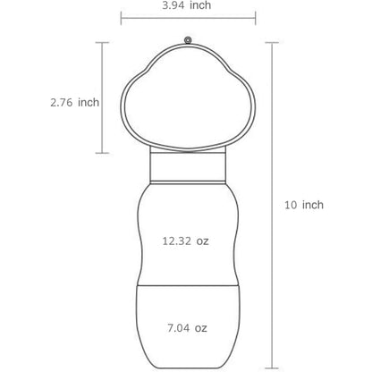 White PawGo dog travel bottle with one-hand operation water dispenser for walks and hiking
